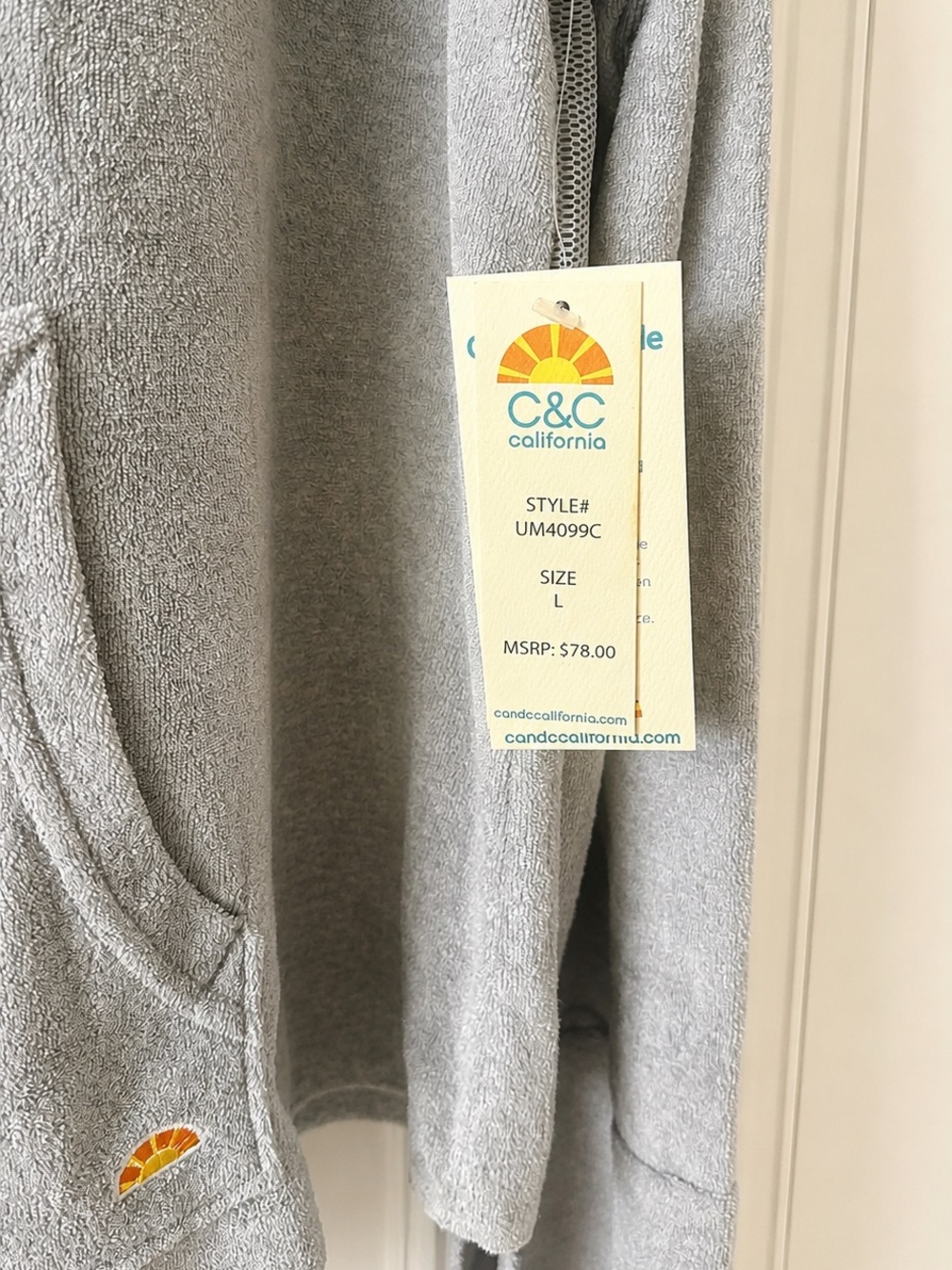 Women’s Large Gray Terry Mesh Sweatshirt Pullover NWT - Picture 4 of 7